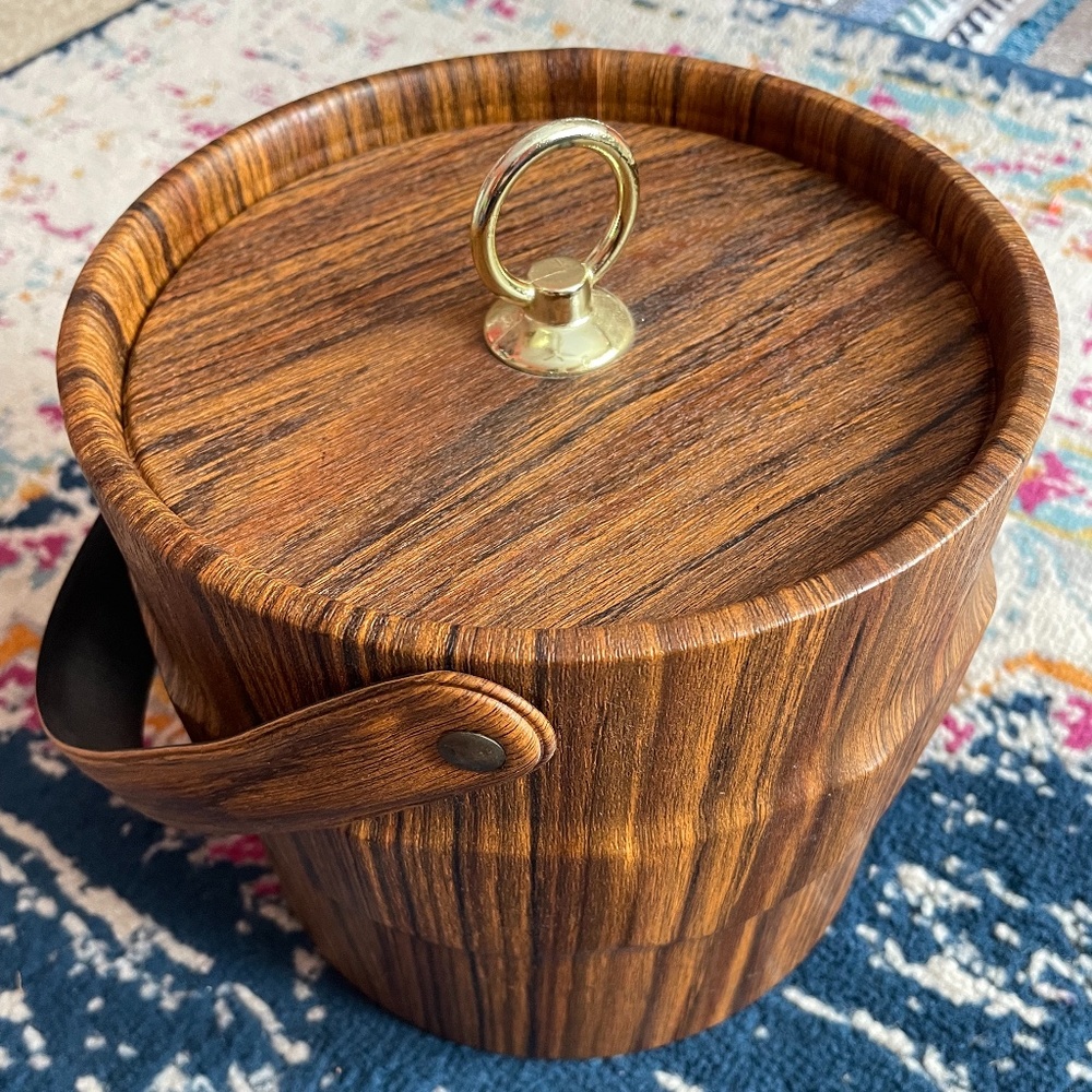Vintage Faux Wood Ice Bucket